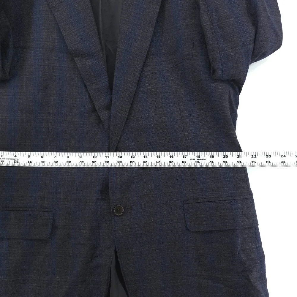 Canali 1934 Mens Wool Sport Coat Blazer 44R IT54 Charcoal Blue Windowpane Italy